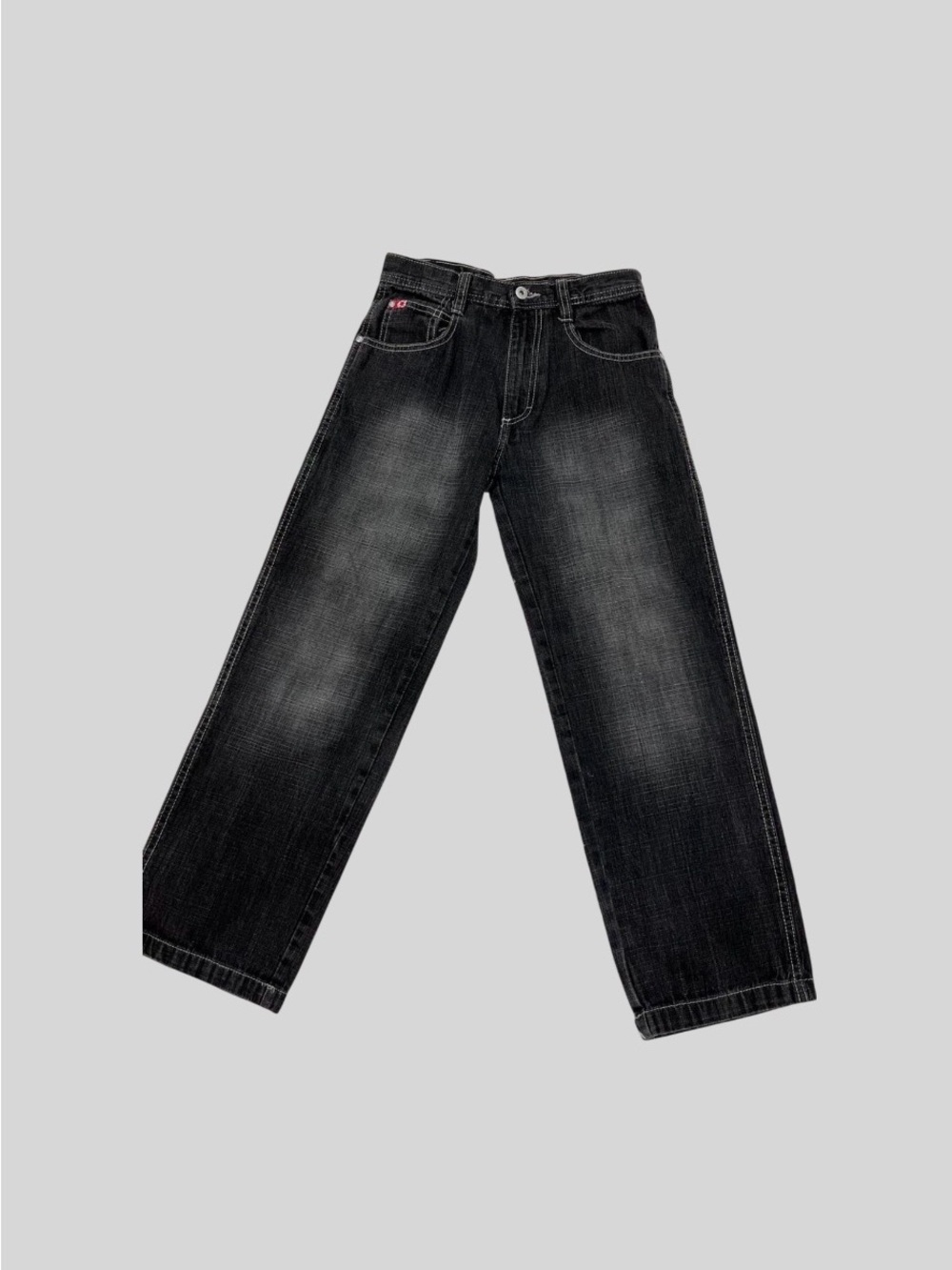 South Pole Black Red Tabs Washed Relaxed Jeans